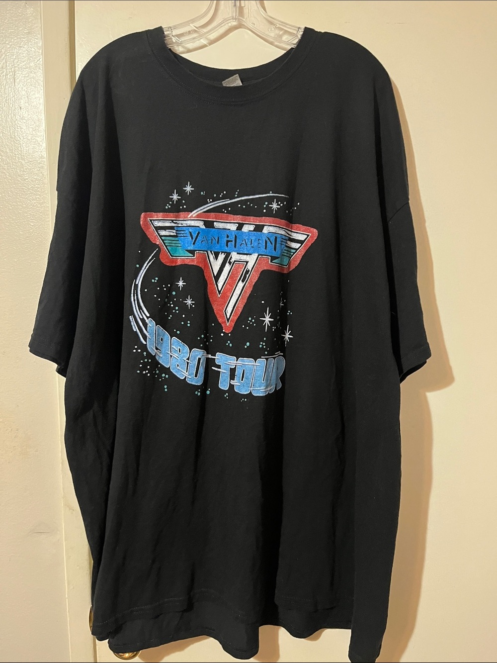 Gildan Black Van Halen 1980 Tour Graphic Tee with Red & Blue Logo size 4XL